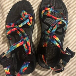 Chaco Women’s Size 6 Sandals with Rainbow TieDye Straps